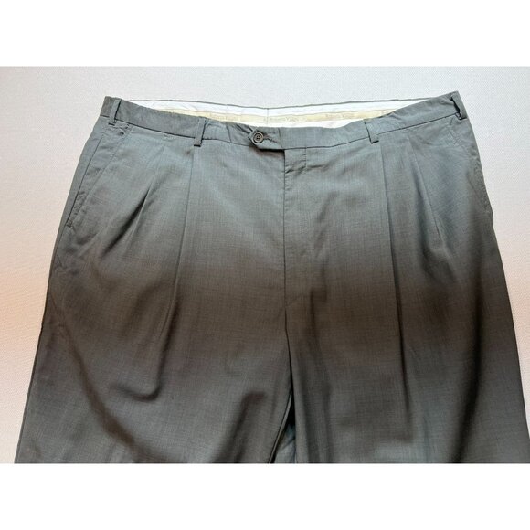 Roberto Villini Men's Pleated Dress Pants Cuffed Hem Size 46 Gray Solid Pockets - Picture 15 of 15